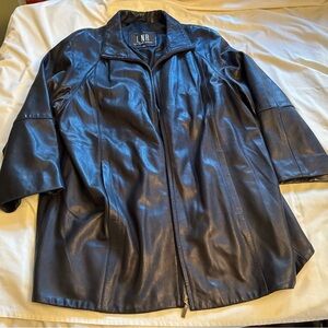 Women's Black Leather Trench Coat